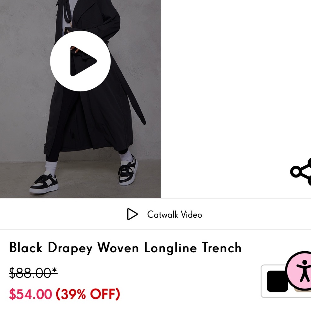 PrettyLittleThing Black Pea Coat - Picture 7 of 7